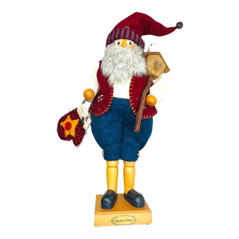 Grandeur Noel 24" Wooden Santa w/Bird & Birdhouse Nutcracker Limited Edition